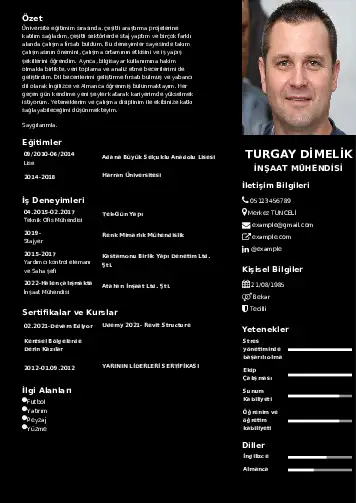 İnşaat Mühendisi Cv Örnekleri cv indir